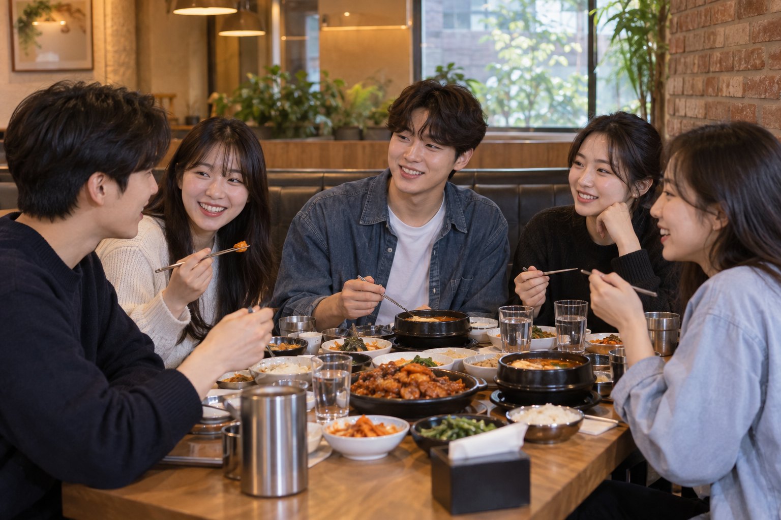 AI 제작 예시: 호주 인턴쉽 참가 학생 친목 식사 현장