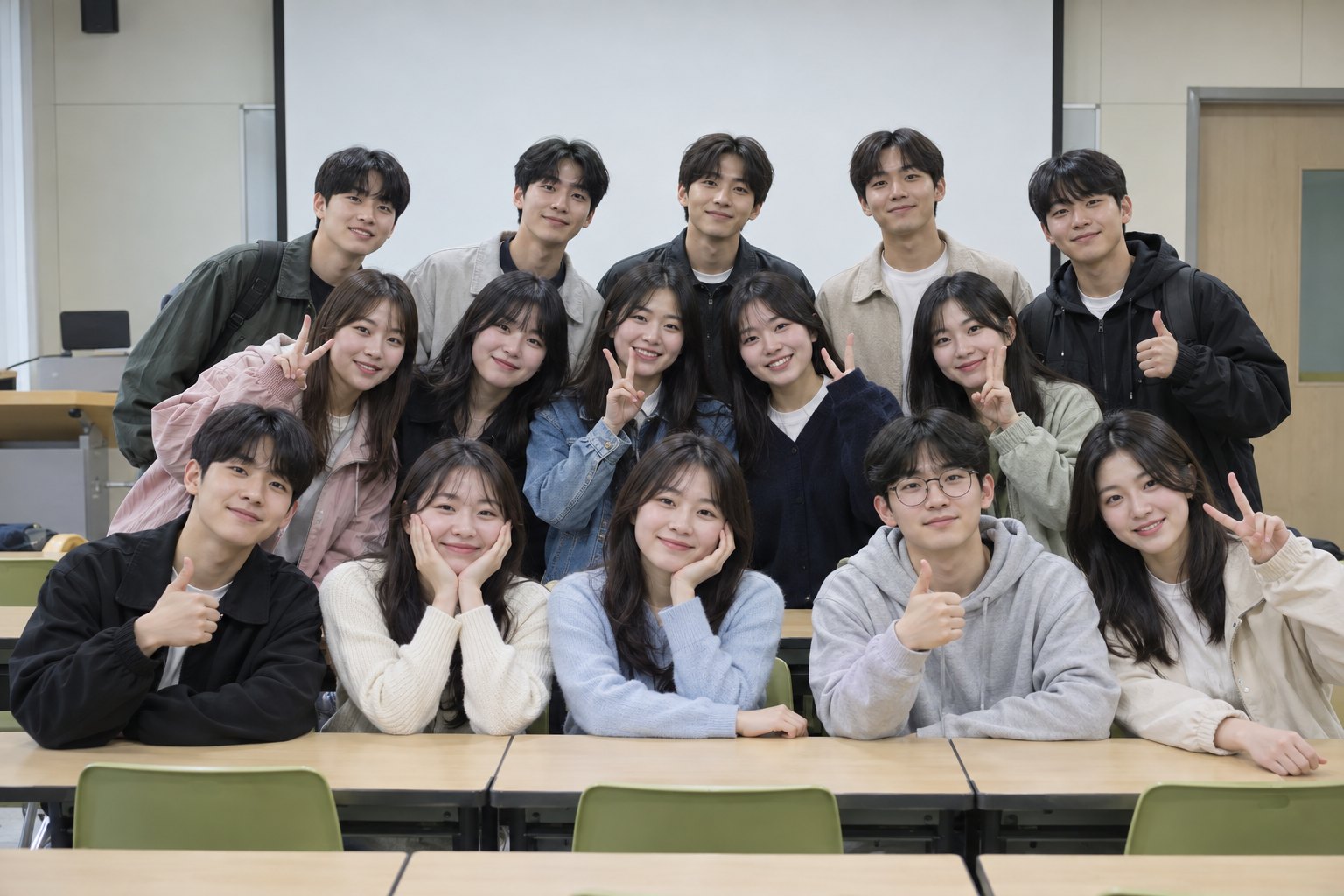 AI 제작 예시: 외국어 활용 역량강화 교육 TOEIC 1반 단체사진