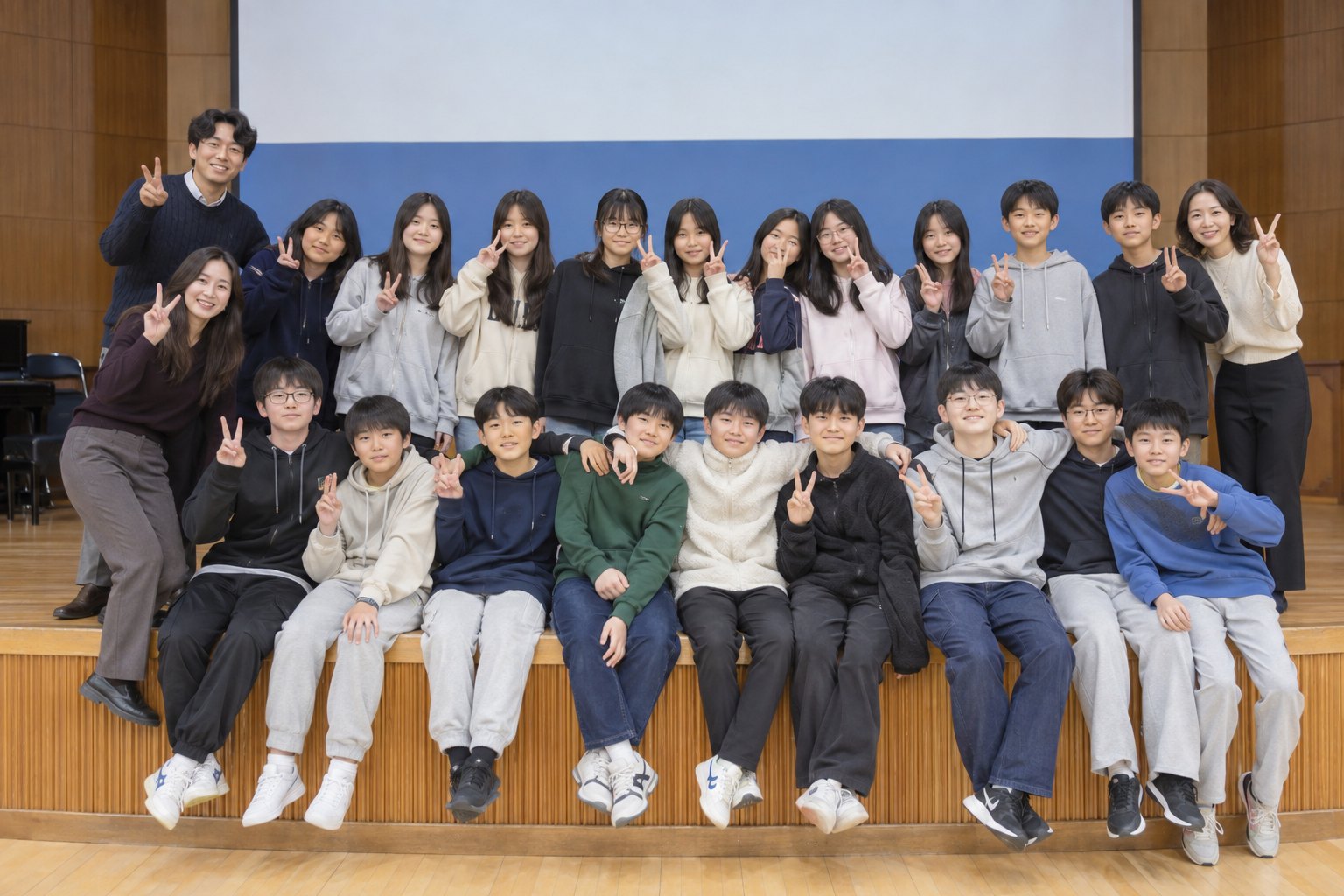 AI 제작 예시: 계룡시 청소년 영어캠프 단체사진