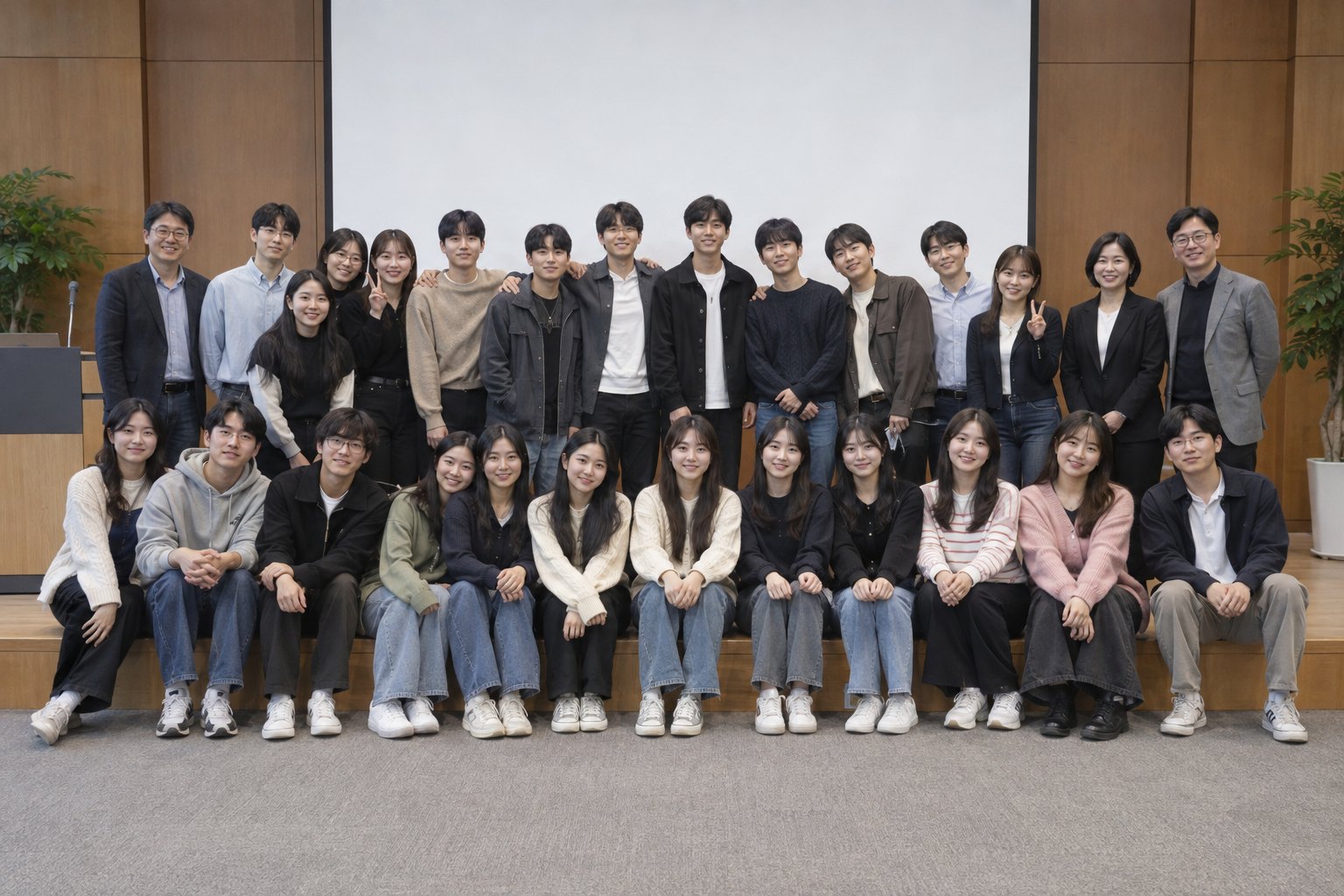 AI 제작 예시: 외국어와 한 달 살기 프로그램 참가자 단체 사진