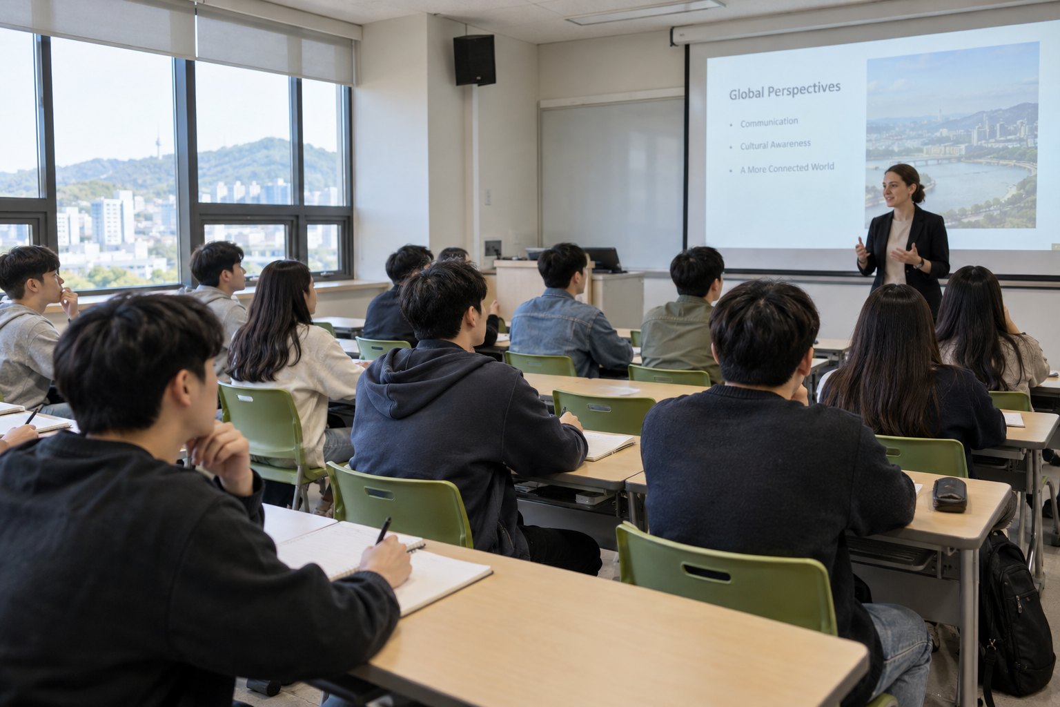AI 제작 예시: 군사학과 신입생 군사 DYS TOEIC 수업 현장