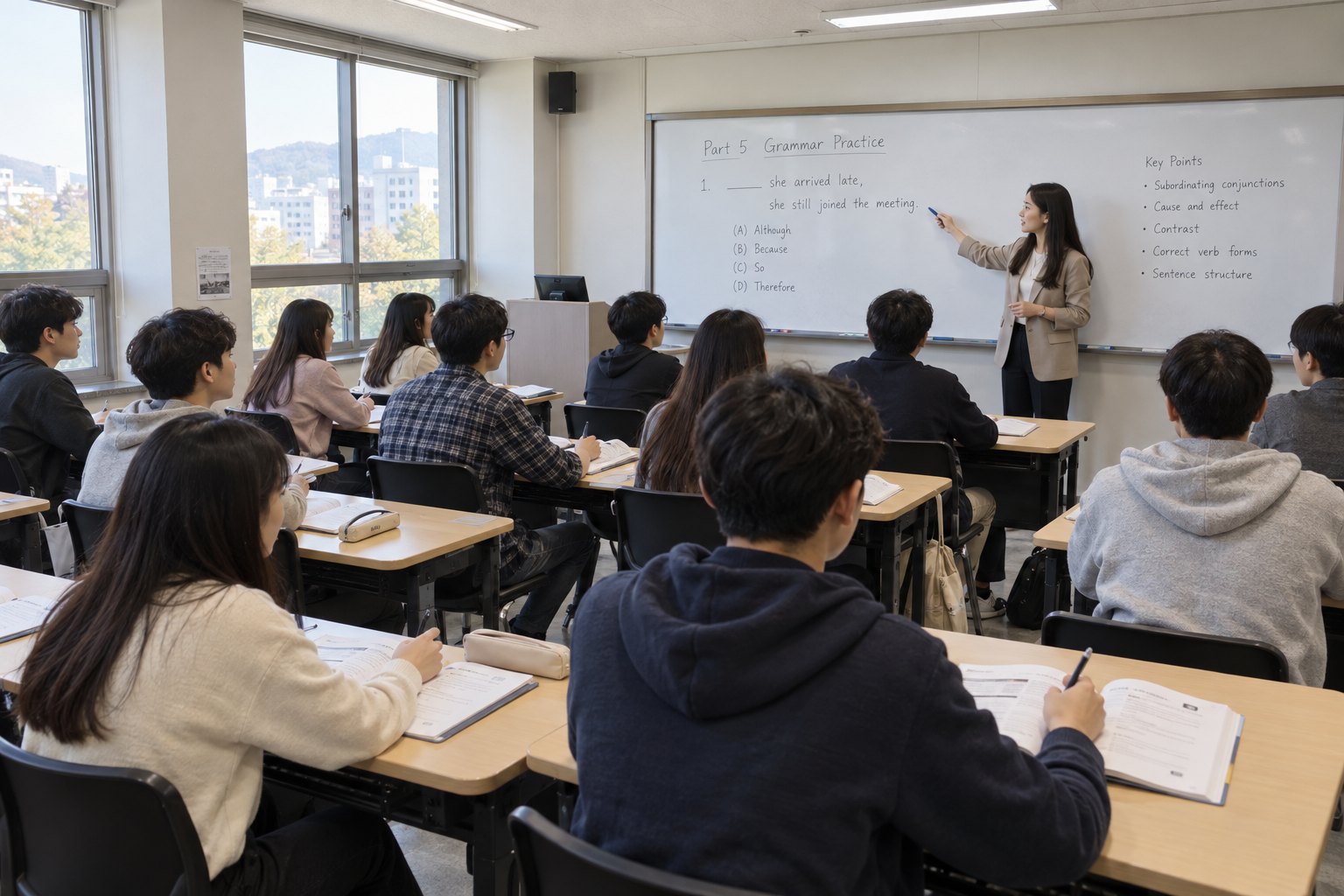 AI 제작 예시: 토익팍팍 집중 수업 현장